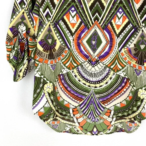 Chico's Blouse Multicolor Geometric High Low 0 (4/S) - Picture 4 of 8
